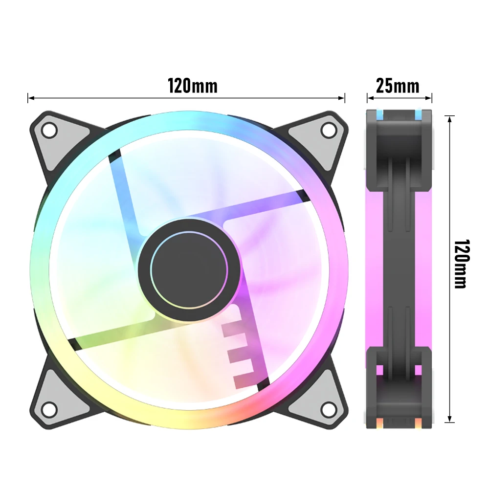 Aigo AF12 Rgb Fan Kit Ventilador Double Halo Infinite Space PC 120mm Computer Case Fan Cooler 4pin PWM CPU Cooling Argb Fan