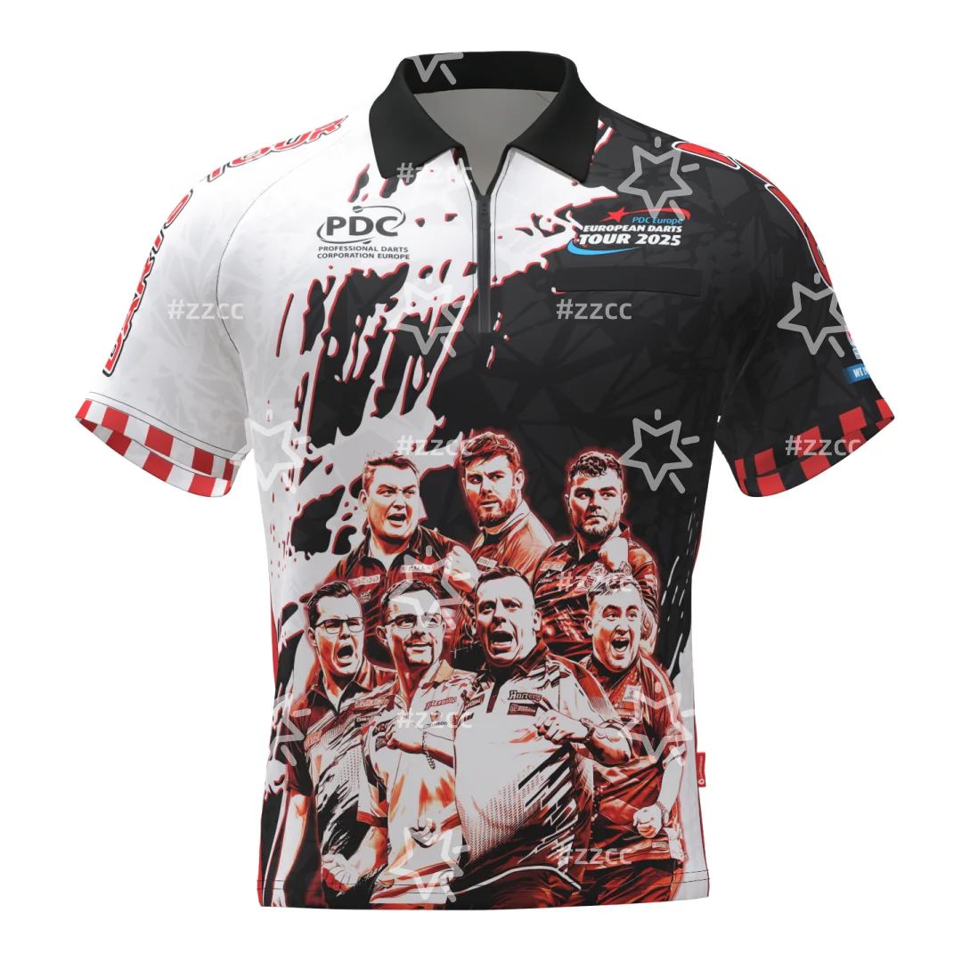 

Рубашка PDC Tour Inferno Dart на молнии, рубашка поло, осенняя спортивная футболка для отдыха, быстросохнущая мужская футболка, детская одежда, футболка Y2k Woman