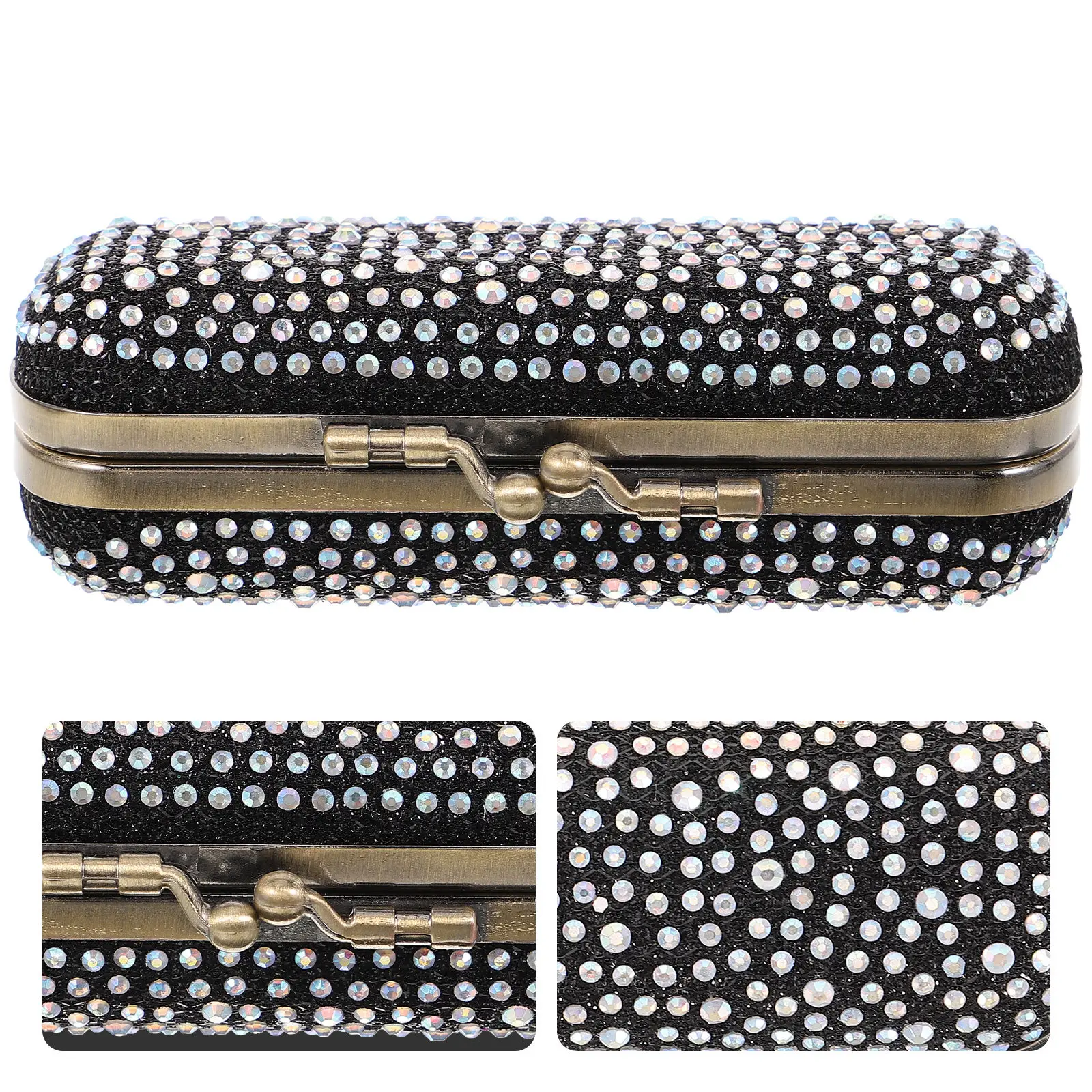 

Plated Rhinestone Lipstick Case with Mirror Multi-Functional Metal Lipstick Holder for Purse Travel Makeup Organizer