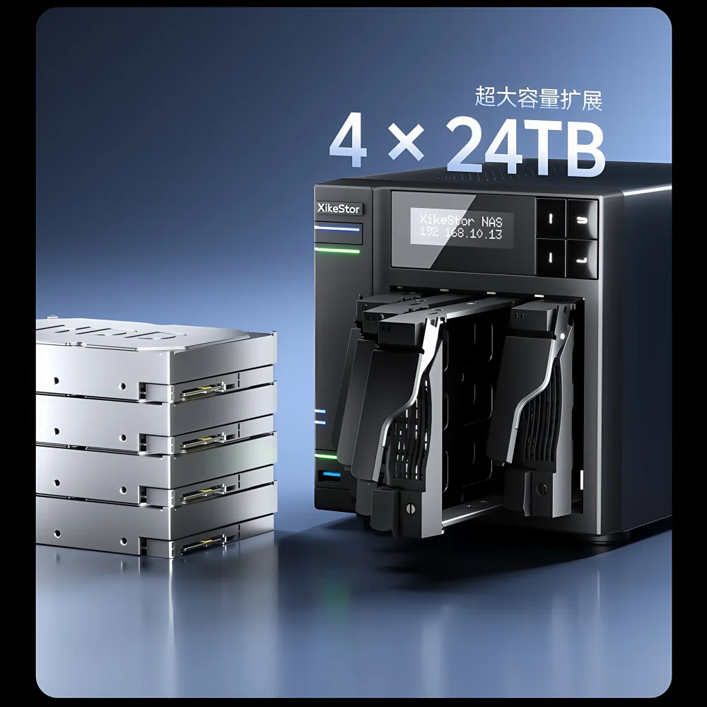 TLF جديد 4 Bay Mini NAS PC 4 * M.2 NVME SSD N100 رباعي النواة 8GB DDR5 Dual Lan 2.5GbE SATA HDD خادم التخزين