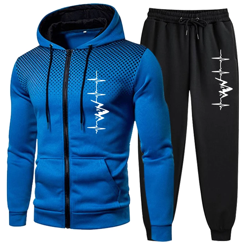 Sweatshirt of Man Casual Tracksuits Sweatpants Round Dot Zipper Jacket Coat Autumn Winter Outdoors Jogging Sports Mens Clothing