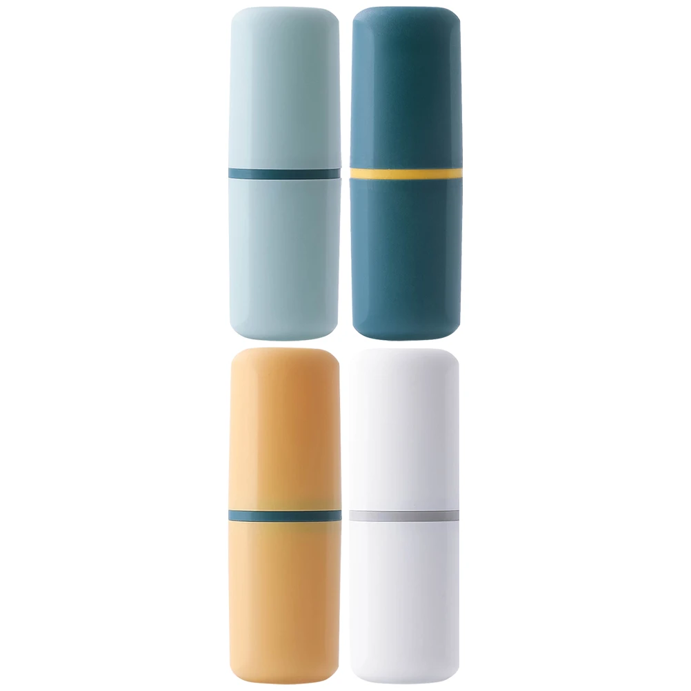 

4pcs Holders Portable Case Set Plastic Cup Compact Design Multipurpose Storage Box for Toothbrush Box For Travel Travel