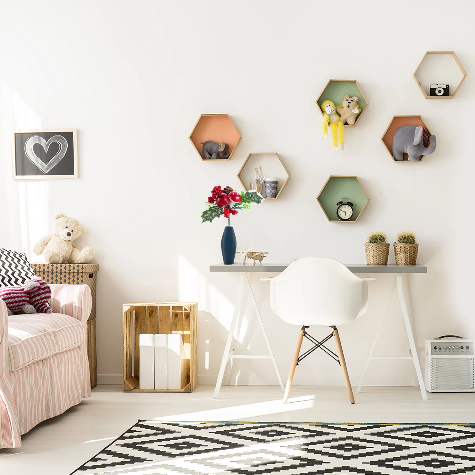 

5Pcs Christmas Red Berry Branches Artificial Fake Berry Bouquet DIY Wedding Holiday Home Decoration Artificial Berries