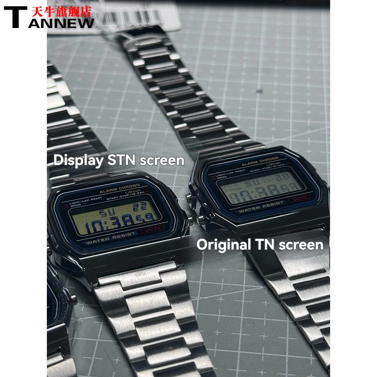 STN LCD Screen Mod for Casio Watch High Contrast Display Replacement for F-91W F-105 A158 A159 A168 Series (Screen Only) image 5