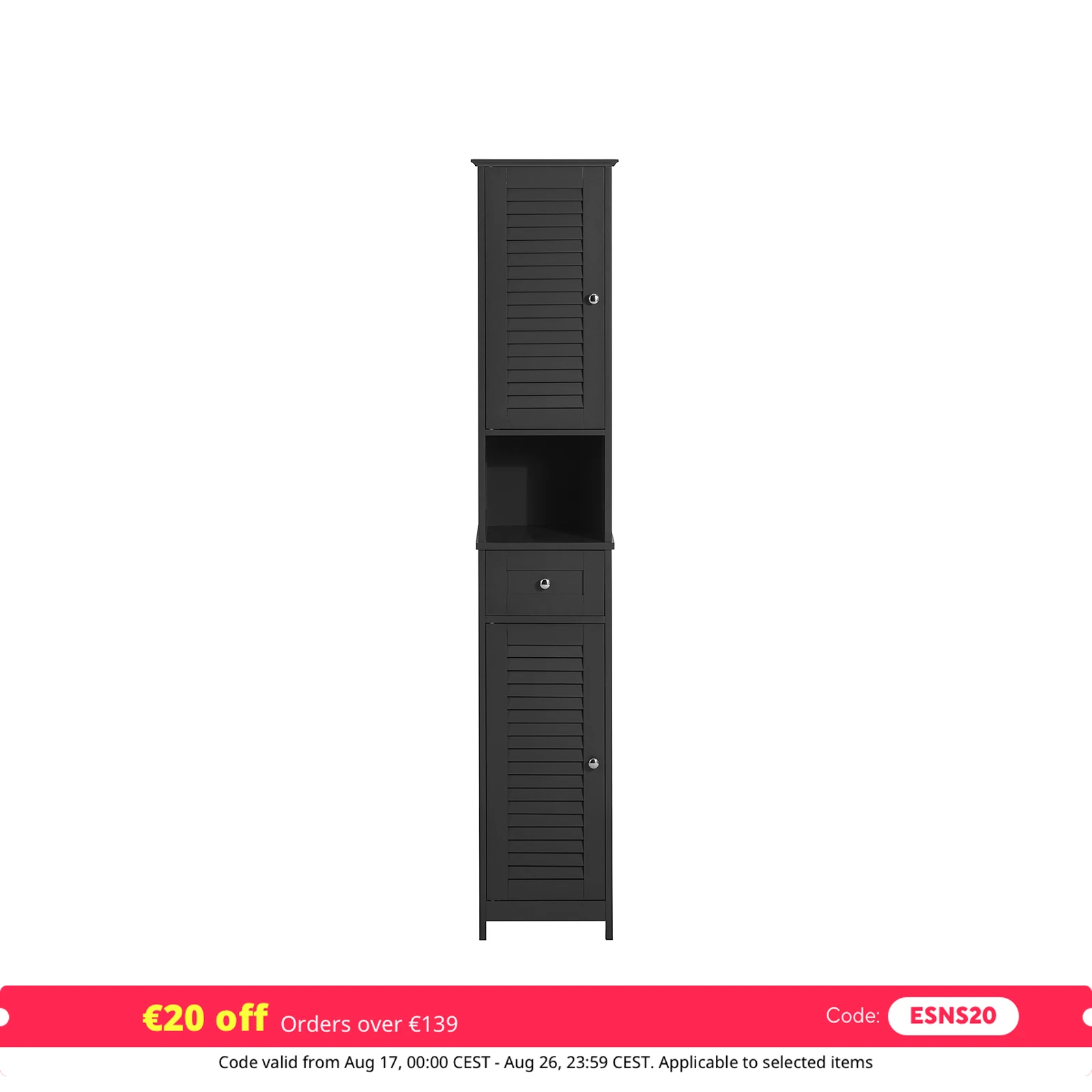 SoBuy FRG236 Badezimmer-Hochschrank Badregal Badschrank Badmöbel mit 1 offenem Fach, 1 Schublade und Türen