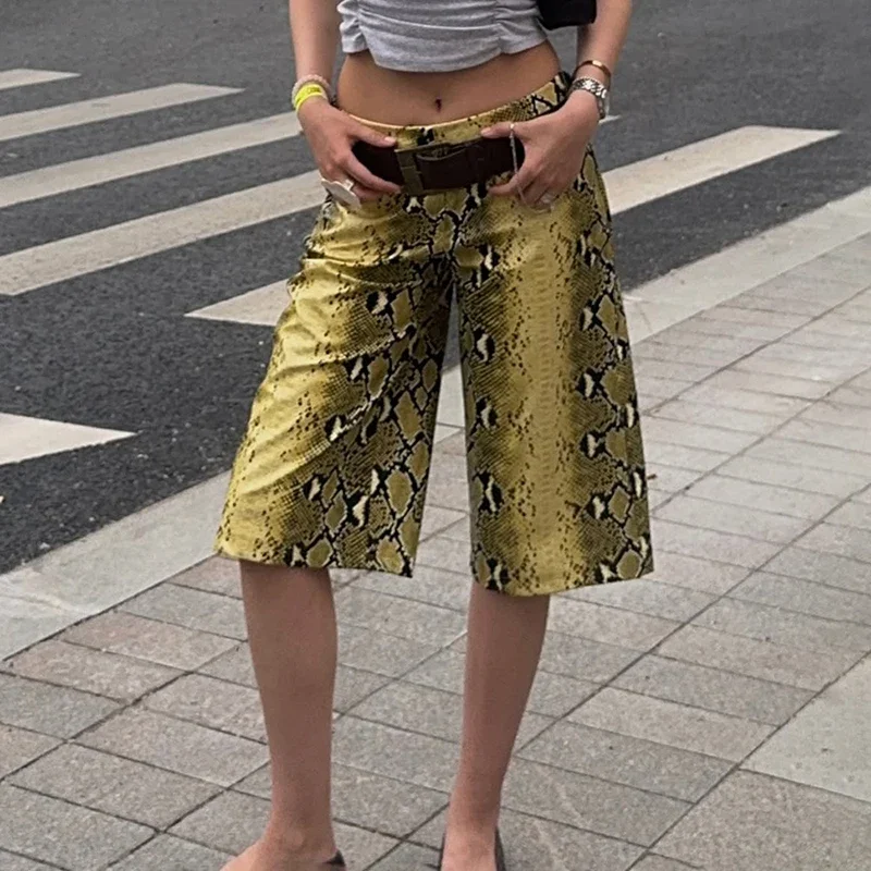 Tornova Fashion Hose mit Schlangenmuster, gerade geschnitten, für Damen, hoch geschnitten, locker, lang, Herbst/Winter, Y2K Streetwear-Hose