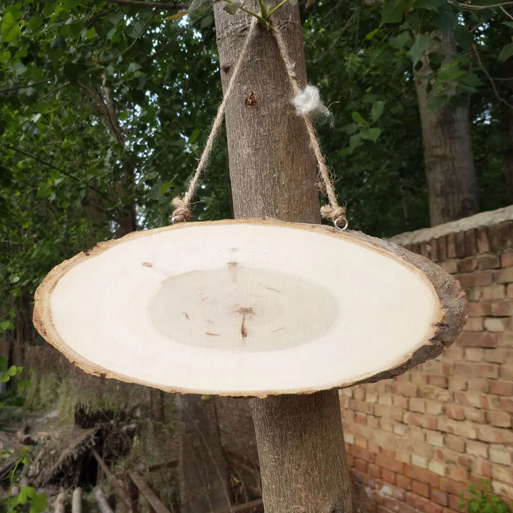 

5 pcs Pine Wood Hanging Board Oval Shape Wall Display Durable Smooth Surface Light Weight Hemp Rope for Home Cafe Restaurant