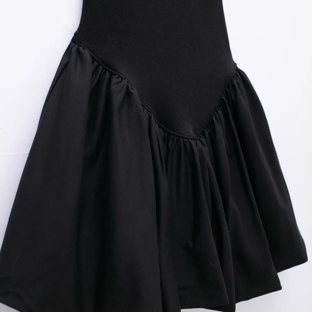 Mini vestido de correias finas, pescoço reto com nervuras, vestido de baile Poplin sem mangas, vestidos de verão, moda