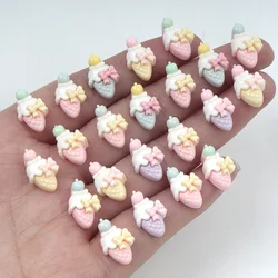 30Pcs/300pcs Mini Resin Ice Cream Bow Flat Back Scrapbooking DIY Decor Craft Decoration Children Hairpin Materials Accessories