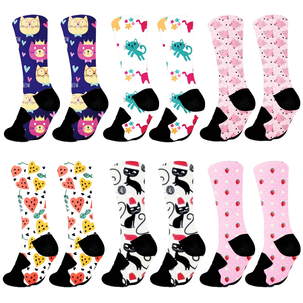 New 6 pair  Anime Men Socks Long Sock Knee-High Couples Sock Personality Hip Hop Harajuku Funny Sock for Women