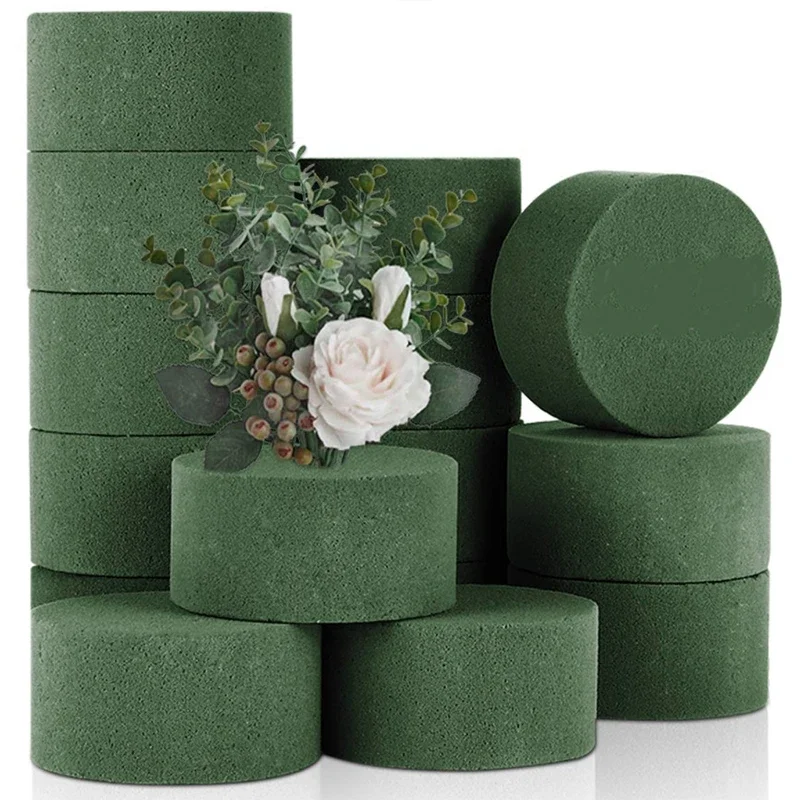 Round Floral Foam DIY Bricks Flowers Mud Green Florist Styrofoam Blocks Wedding Birthday Flower Arrangement Materials Supplies