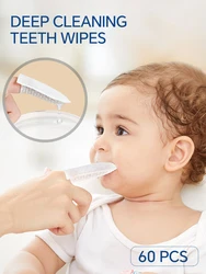 60 pcs Deep Cleaning Teeth Wipes set Baby Finger Brush For Boys Girl Health Hot Sale Cleaning Oral Hygiene Care Tool