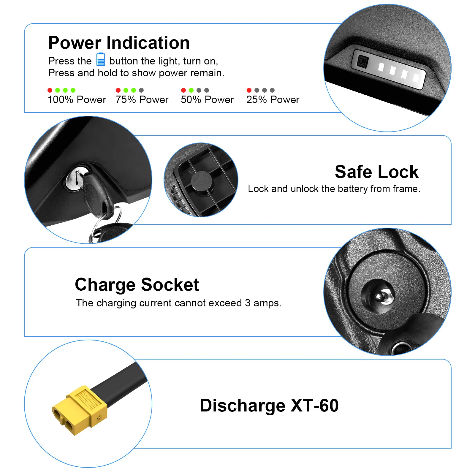 Original 21700 Polly 72V 52V 48V 25AH 30AH 15Ah E-Bike Akku Unterrohr Elektrischer Akku BMS Lithium-Ionen-Akku für 250W-1500W – Detail 11