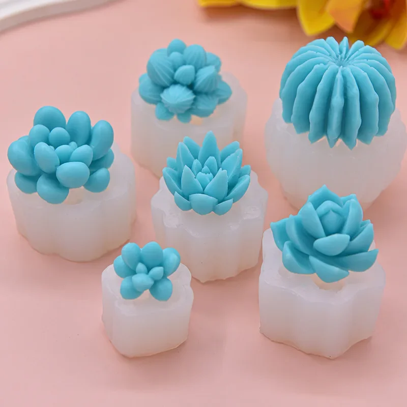 3D Succulent Silicone Candle Mold DIY Chocolate Ice Cake Pastry Baking Molds Handmade Flower Soap Plaster Resin Casting Tool