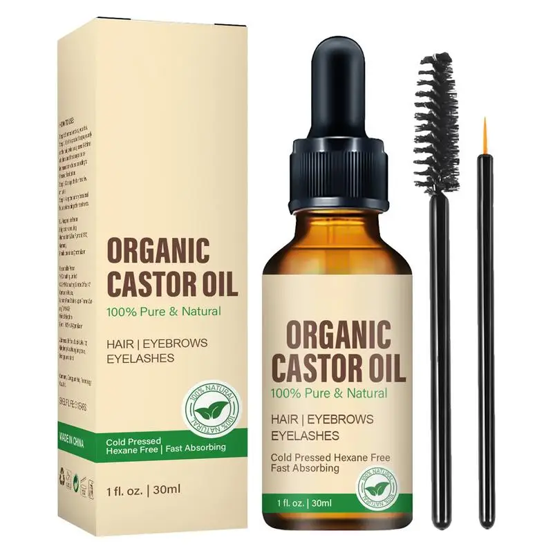 NEW 30ml Organic Castor Oil 100% Pure Natural Cold Pressed Unrefined Castor Oil For Eyelashes, Eyebrows, Hair & Skin care