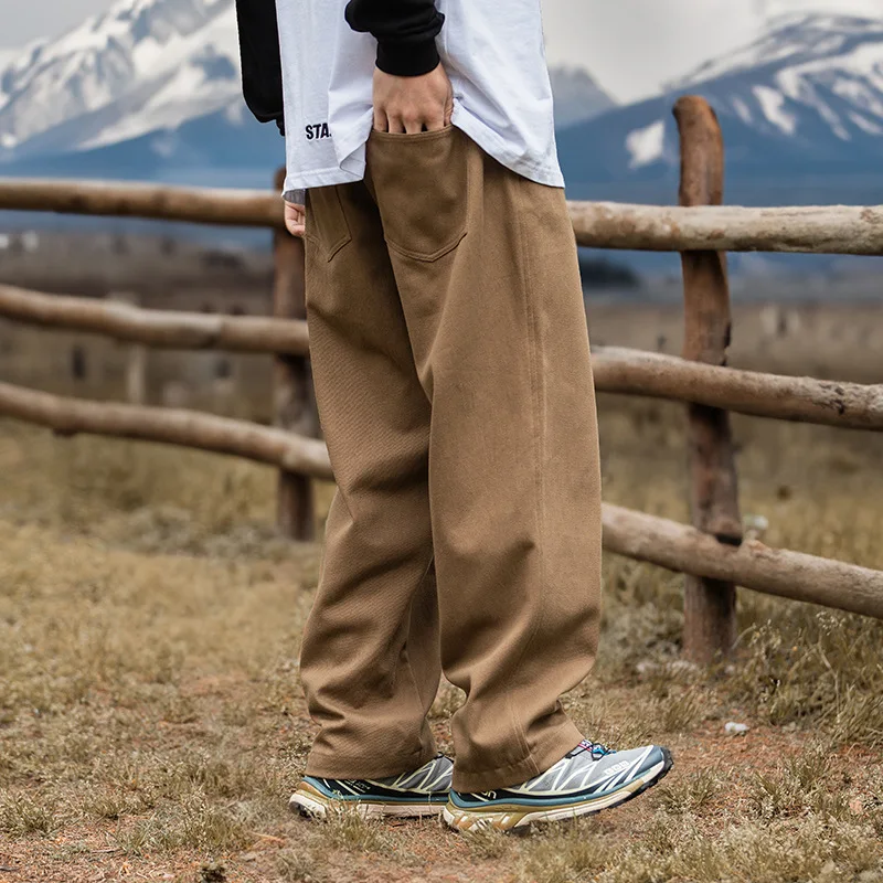 Retro wash casual pants loose worn casual workwear foundation pants joggers men trousers
