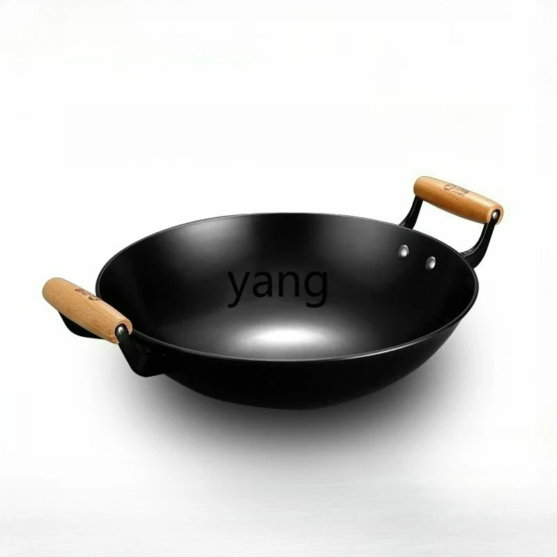 

LTT Binaural Wok Household Cast Iron Wok Uncoated Vintage Pig Iron