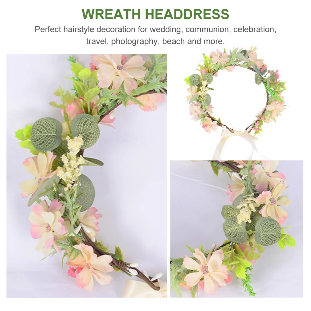 

Элегантная повязка на голову с цветочным принтом, свадебная цветочная корона для невесты, не зудающийся, приятный для кожи аксессуар для вечеринок, конкурс красоты, танцев