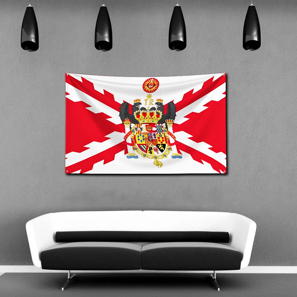 Spanish Empire Cross of Burgundy Flag Polyester Digital Printing Banner 4 Sizes for Garage Wall Art Out Door Decoration