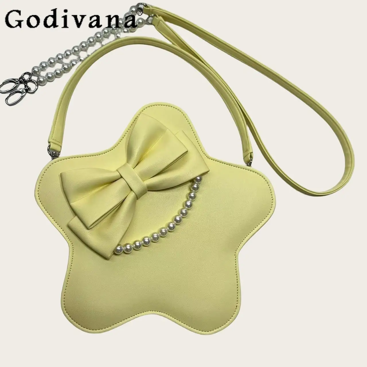 

Japanese Original Lolita Cute Sister Cute Five-pointed Star Bag Sweet Girl Pearl Chain Daily Commuter Messenger Bag