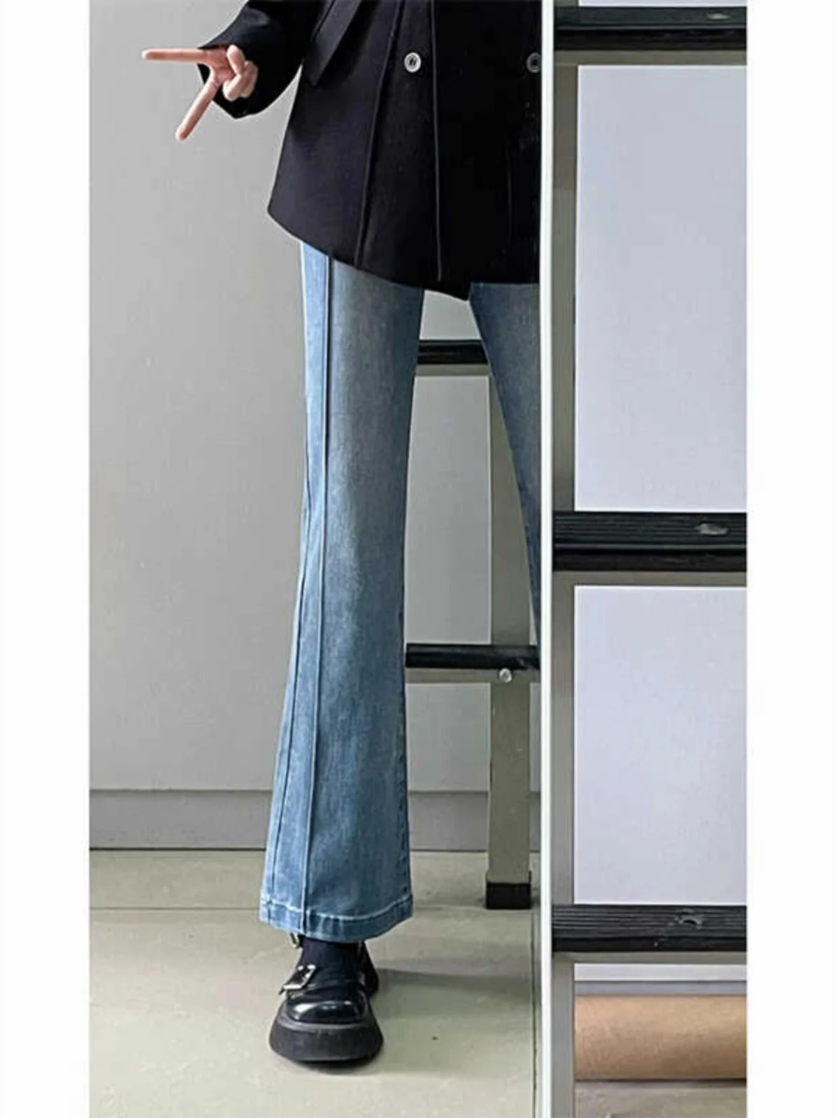 High Waist Bell Bot Jeans Women's Stretchy Cotton Denim Long Pants Autumn New Sle plus Size Hiding Hip Slimming Effect