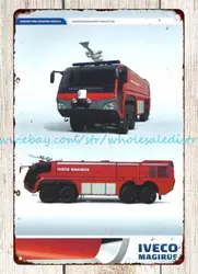 fire truck equipment airport firefighting vehicle metal tin sign