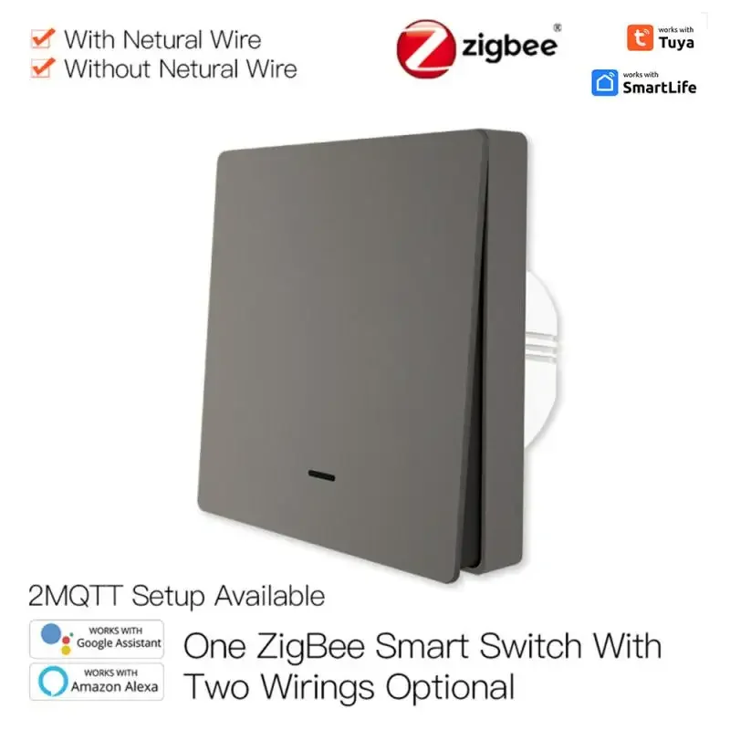 

Tuya ZigBee3.0 Smart Light Switch No Neutral Wire Required 1/2/3gang Switch Smart Life Control Works With Alexa Google Home