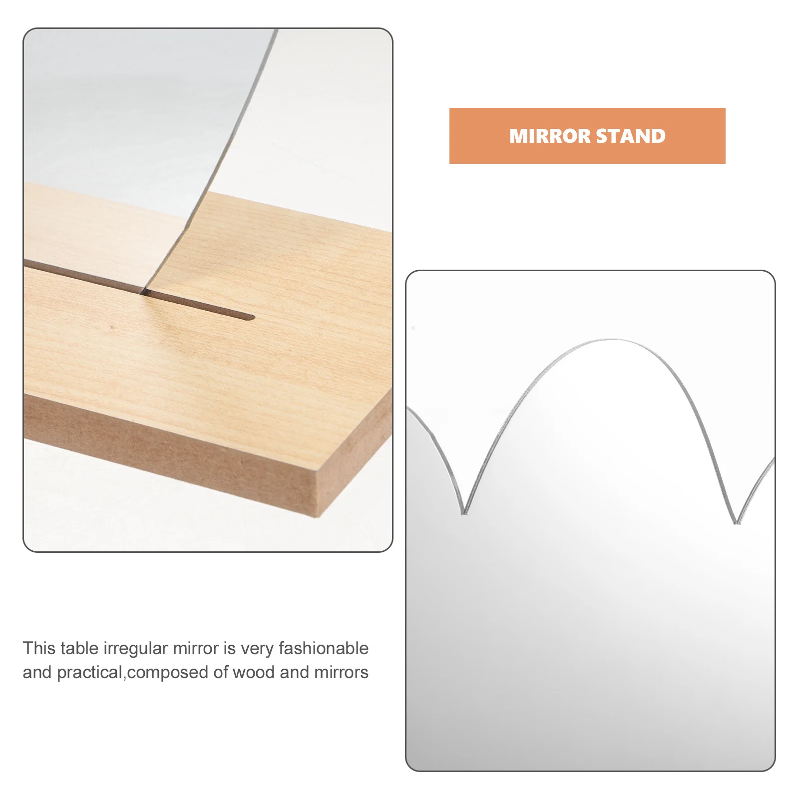 

Large Irregular Frameless Desk With Sturdy Base Aesthetic Vanity Table Mirror For Bedroom Living Room Office Makeup Mirror Stand