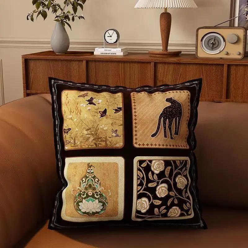 Mid-style Maillard Throw Pillow with A Retro High-end Feel,living Room Sofa Decoration Pillow, The Car Backrest Pad with A Core