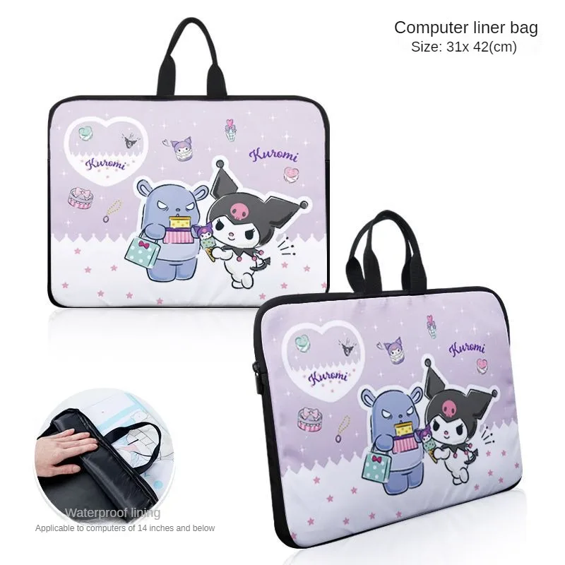 Anime Cartoon Hallo Kitty Pompon Purin Kuromi Cute Laptop Case Waterproof Messenger Shoulder Bag with Strap Carry Handle Bag