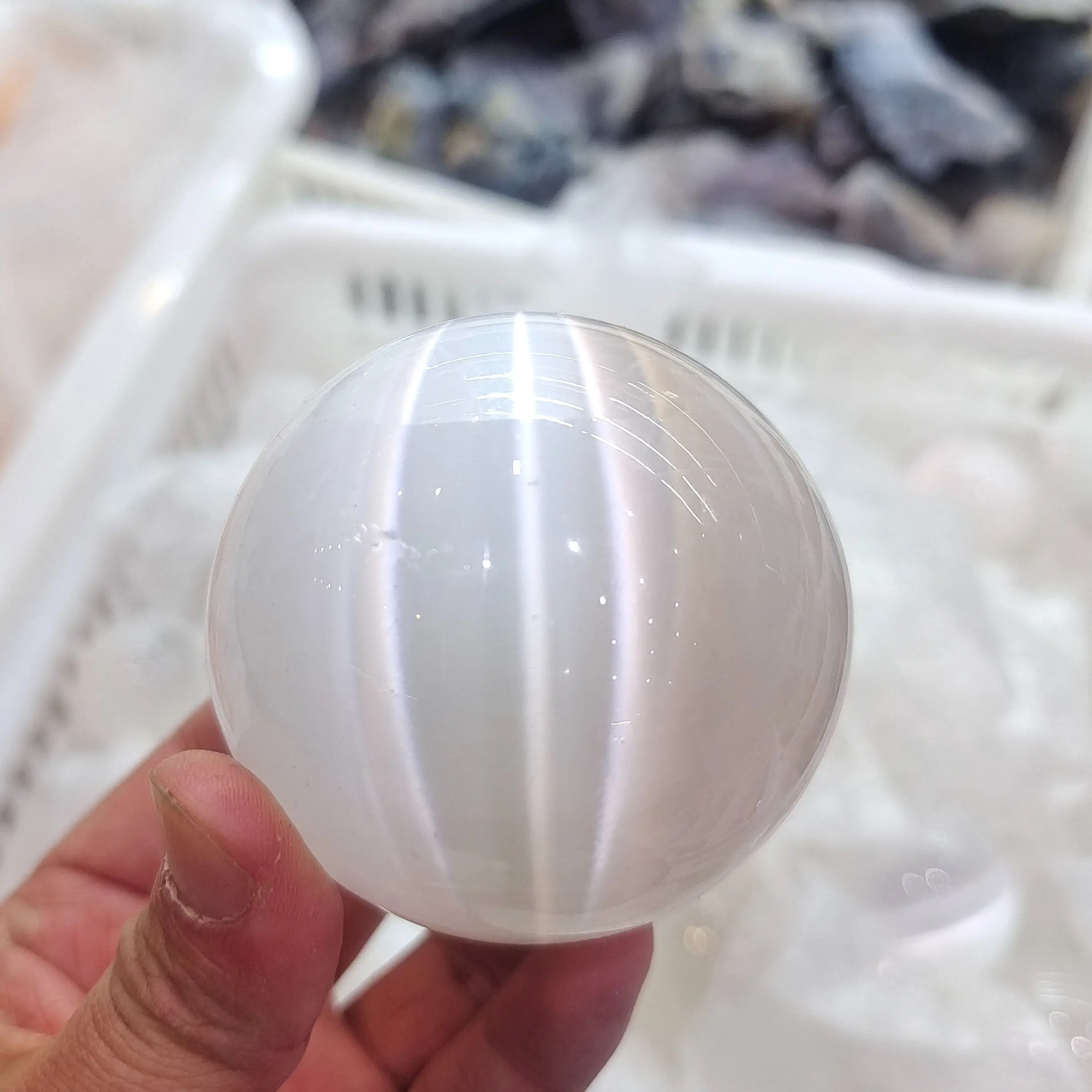 Natural Selenite ball full moon white and yellow plaster crystal ball healing ornament Psychic  Home Decor 1pcs