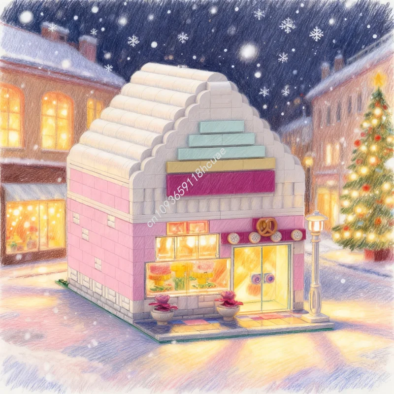 

876pcs MOC Patty S Cakes Bakery Modular Streetscape Model Building Blocks Toys Construction Christmas Gifts Creative Education