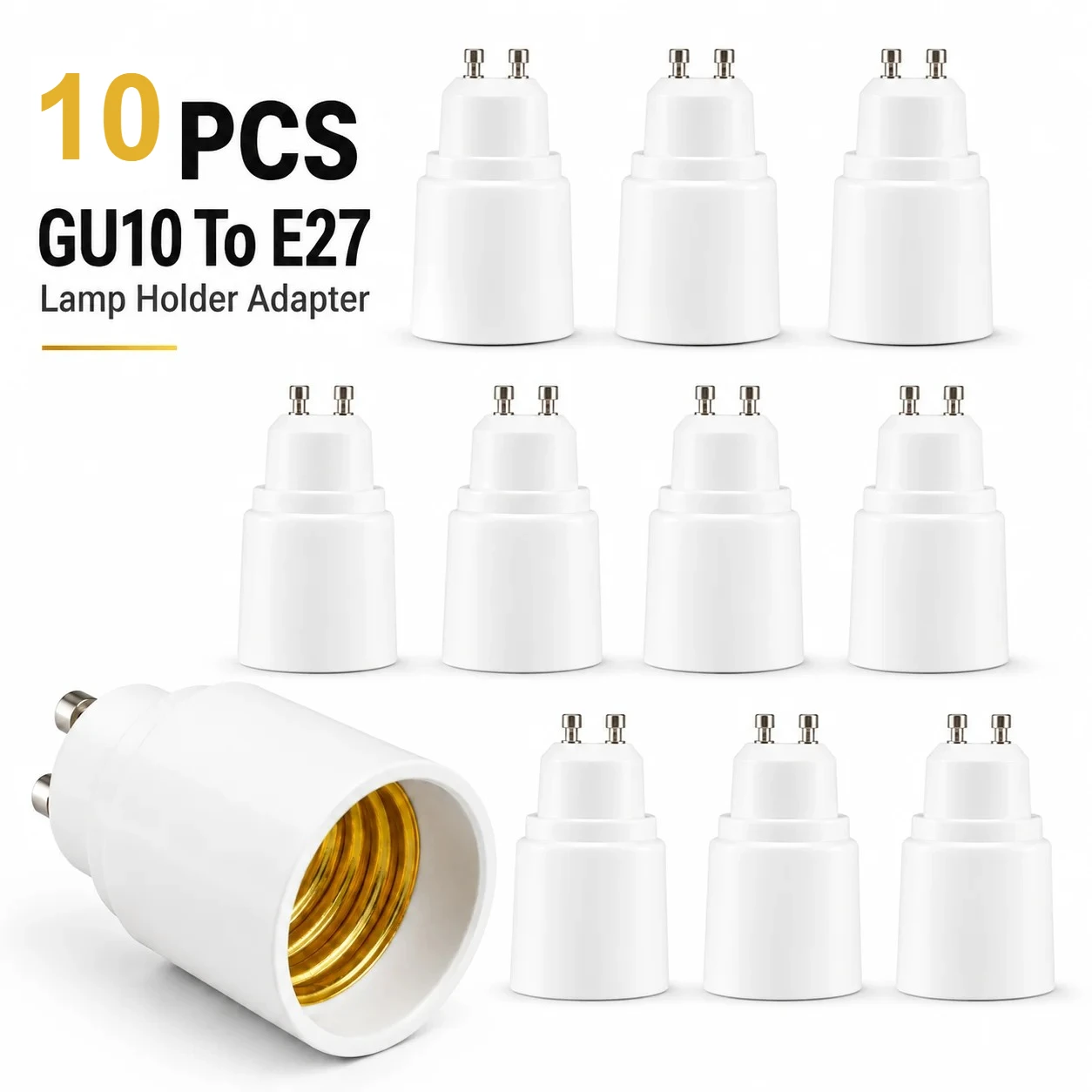 JOYINLED 10PCS GU10 to E27 Adapter, GU10 Base to E27 Edison Screw Socket Converter, LED Bulb Holder Adapter for LED CFL Halogen