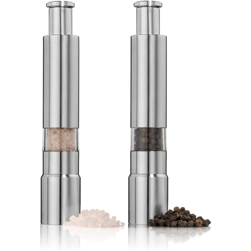 

Salt and Pepper Grinder Tainless Steel Push Button Grinder Modern Design Thumb Grinder for Black Pepper Sea Salt Kitchen Tools