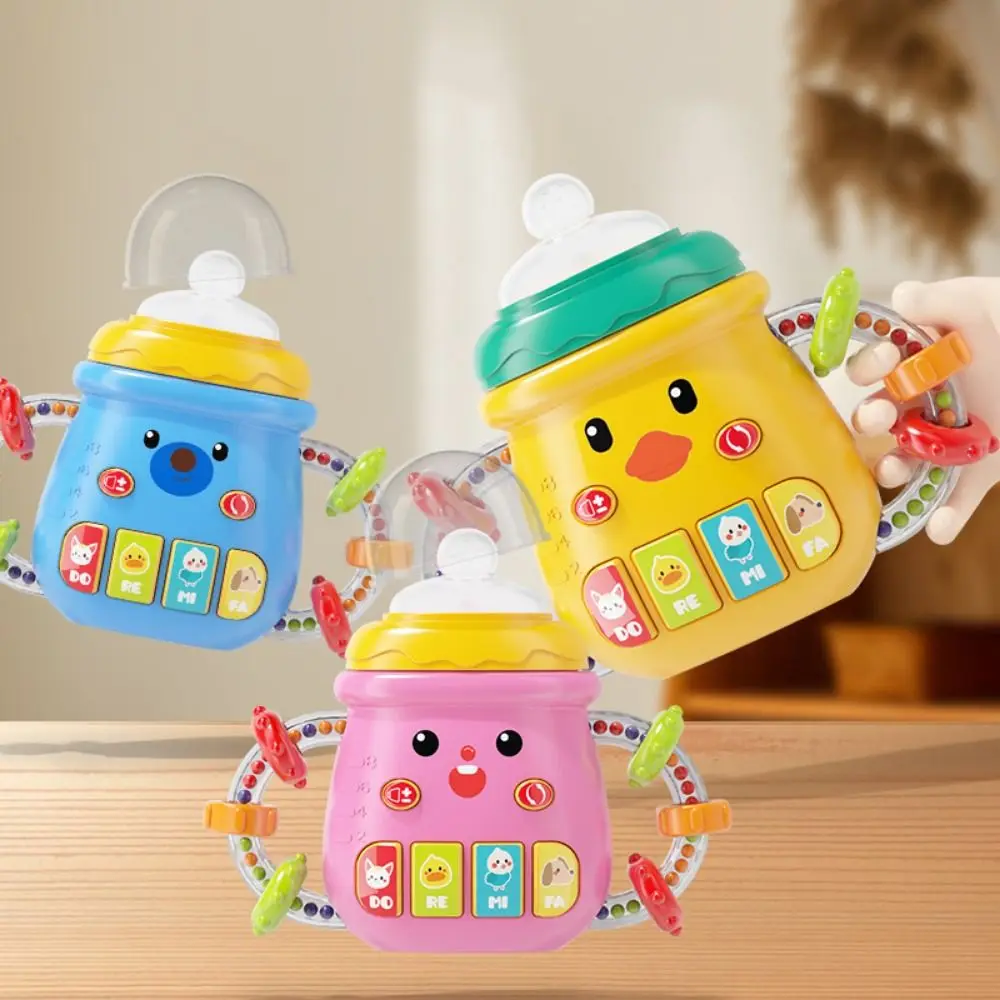 Newborn Baby Bottle Toy Teether Rattles Soothing Vocal Music Musical Feeding Bottle Toy Educational Soft Mobile Toddler Toys