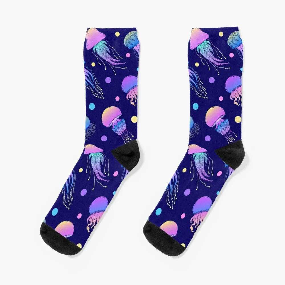 Calcetines de colores neón con animales marinos, medusas y peces, calcetines estéticos para gimnasio, novedades, calcetines para mujeres y hombres