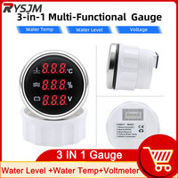 Universal Digital 52MM 3-in-1 Multi-Functional Gauge Water Temp+Voltage+Water Level Gauge Waterproof For 12V and 24V Vehicles