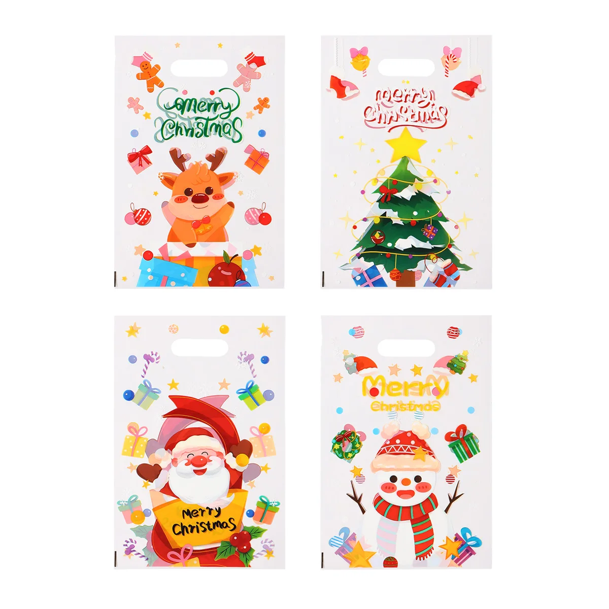 10/25/50pcs 크리스마스 투명 캔디 가방 크리스마스 장식 산타 엘크 선물 가방 Navidad 크리스마스 선물 가방 Cristmas 포장 가방