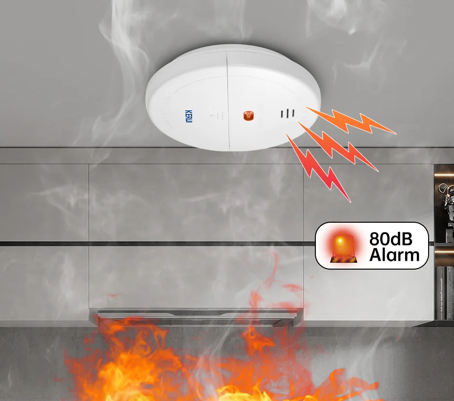 Imagem -04 - Kerui-detectores de Incêndio de Fumaça Alarme de Fumaça Proteção de Segurança Alarme de Segurança contra Incêndio 433mhz