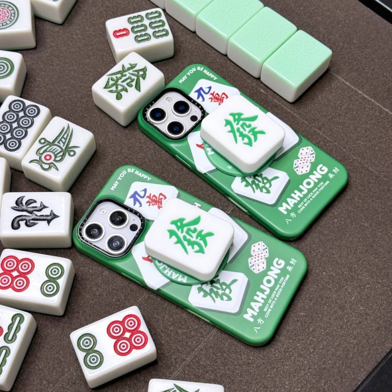 

Personalized Mahjong Film Phone Case for Apple16/15PROMAXMagnetic BracketiPhone14PROCartoon