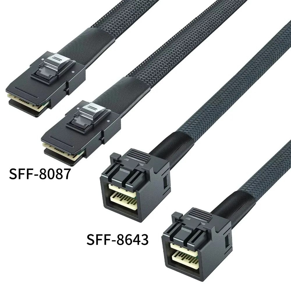 0.5/1m Internal Mini SAS HD SFF-8643 to SFF-8087 Shielded Cable for Server RAID PCIe Controller Hard Drive HDD Storage Data Cord