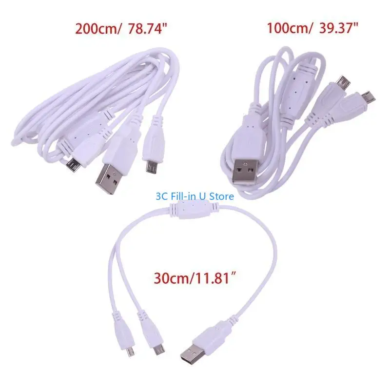 G8TA Multifunction 2 in 1 Charging Cable USB to Dual Micro USB Cable Cord for Andriod Cell Phone 0.for 1M 2M