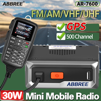 ABBREE AR-7600 V1/V2 Mini Mobile Radio GPS Multi Band 200CH NOAA Weather Receiver with Dual PTT Control Microphone Car Radio
