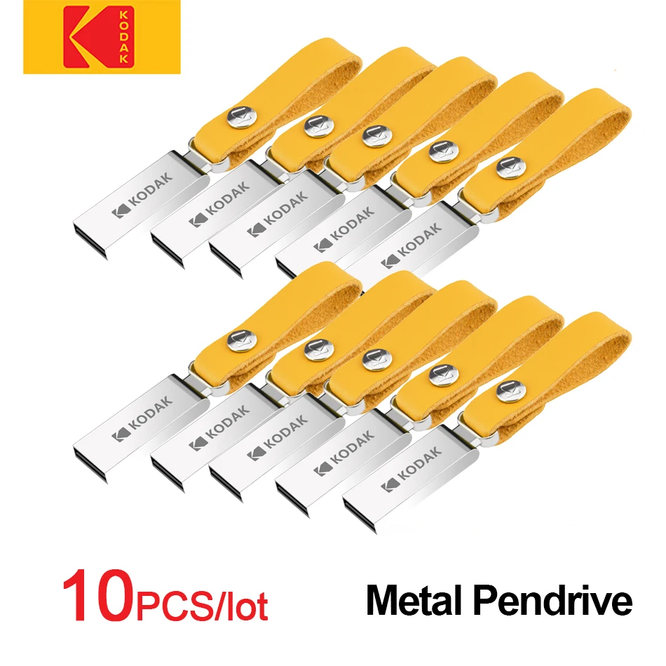 

10pcs/lot KODAK Metal Pendrive 32GB 64GB 128G MINI USB Flash Drive memoria usb2.0 High Speed U DISK for pc car landyard for keys