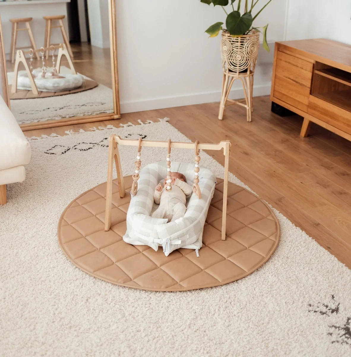Quilted silk cotton filler soft cushion infant activity game mat