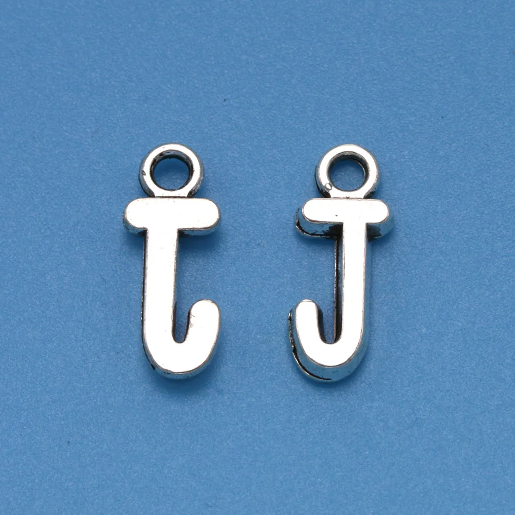 

50pcs English Alphabet J Alloy Charms Diy Jewelry Making Accessories Necklace Bracelet Keychain Dangle Scrapbooking Projects