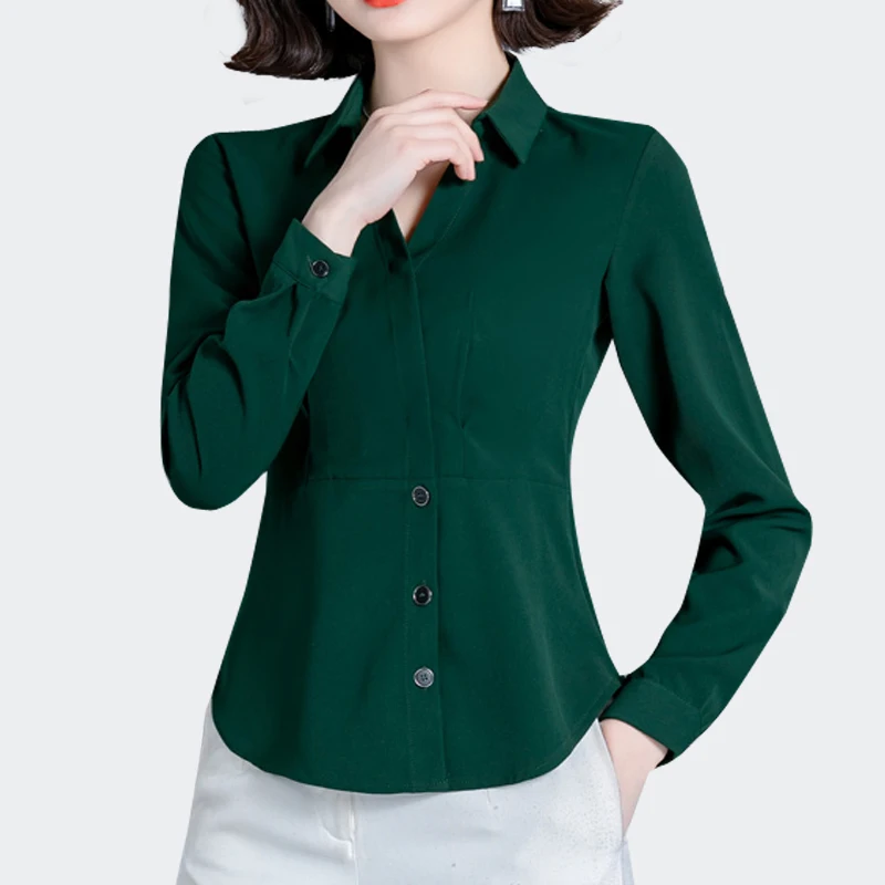 

Solid Slim Women Shirt Long Sleeve Blouse New White Shirt Women Tops 2025 Fashion Women Clothing Basic Shirts OL Blouses