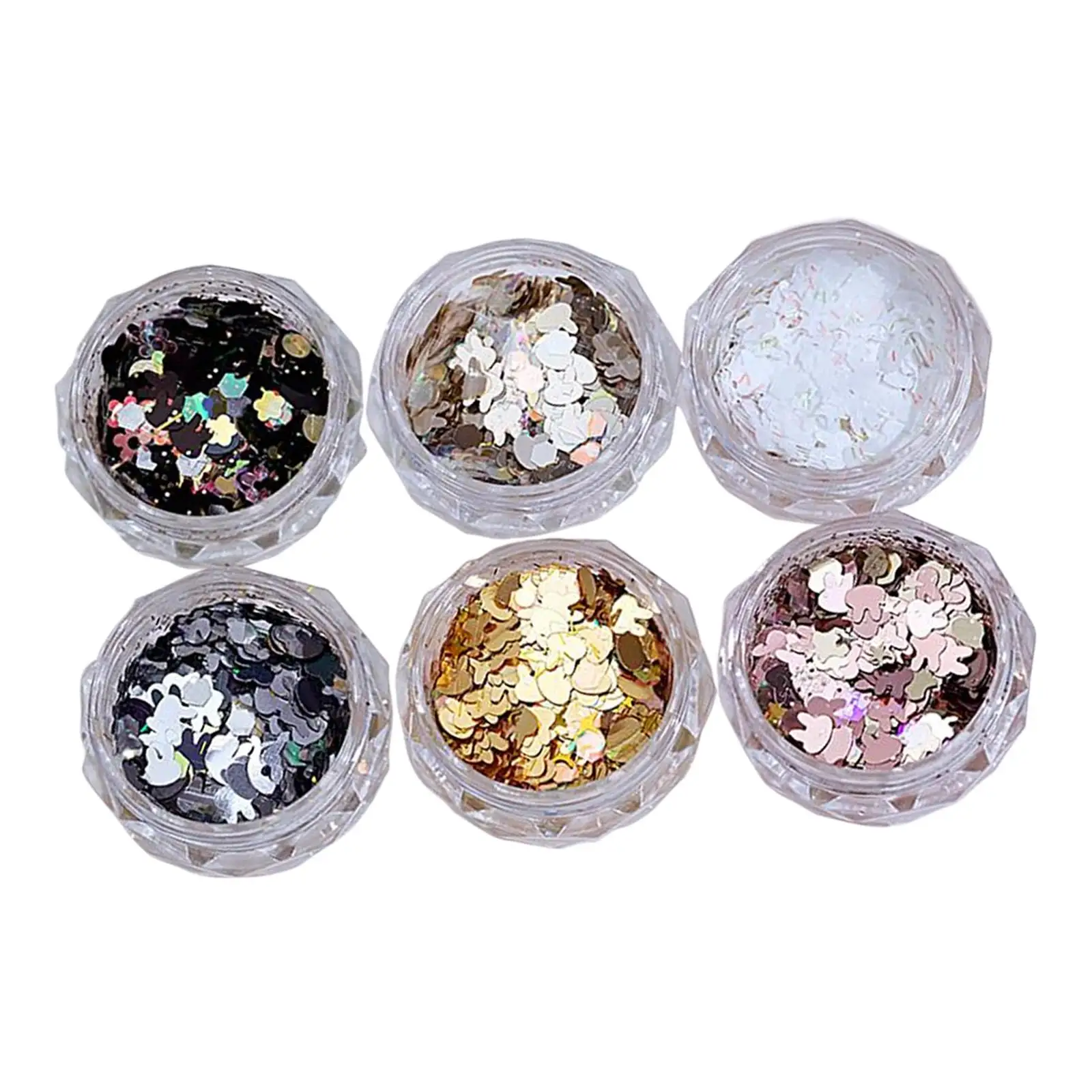 6x Nail Art Sequins, Sparkly Glitter Spangles ,Nail Accessory Colorful for Dance