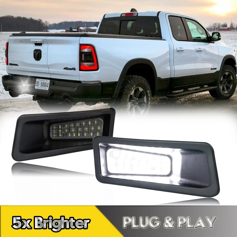 

2Pcs For New Body Dodge RAM 1500 Model 2019-2023 LED Number License Plate light Lamps Car Accessories 6000K White OEM#68259697AD