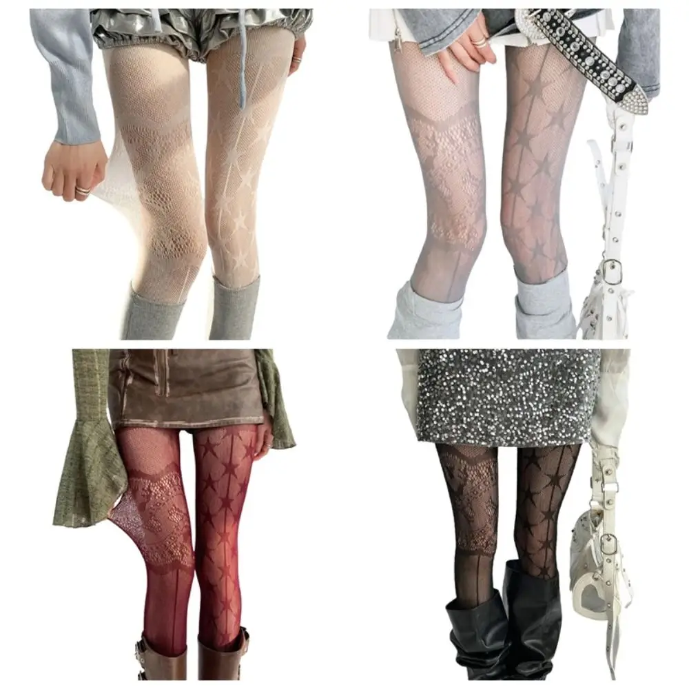 Modische Netzstrümpfe mit Durchbrochenem Blumenmuster, Jacquard-Design mit Kleinen Blumen, Netzstrümpfe mit Spitze für die Sommersaison